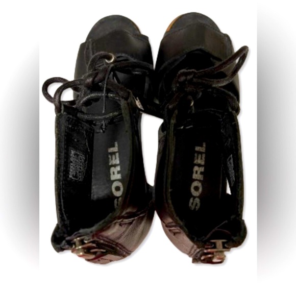 NWT Sorel Joanie wedge lace up black sandals (SZ 7) - Picture 4 of 6